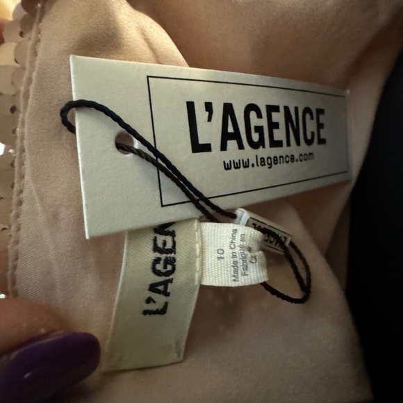 L'agence Femme Sequin Cutout Midi Dress -Cappuccino- Size 10 NWT - Picture 5 of 7